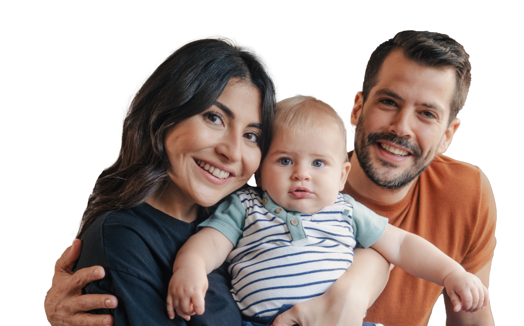 couple holding baby